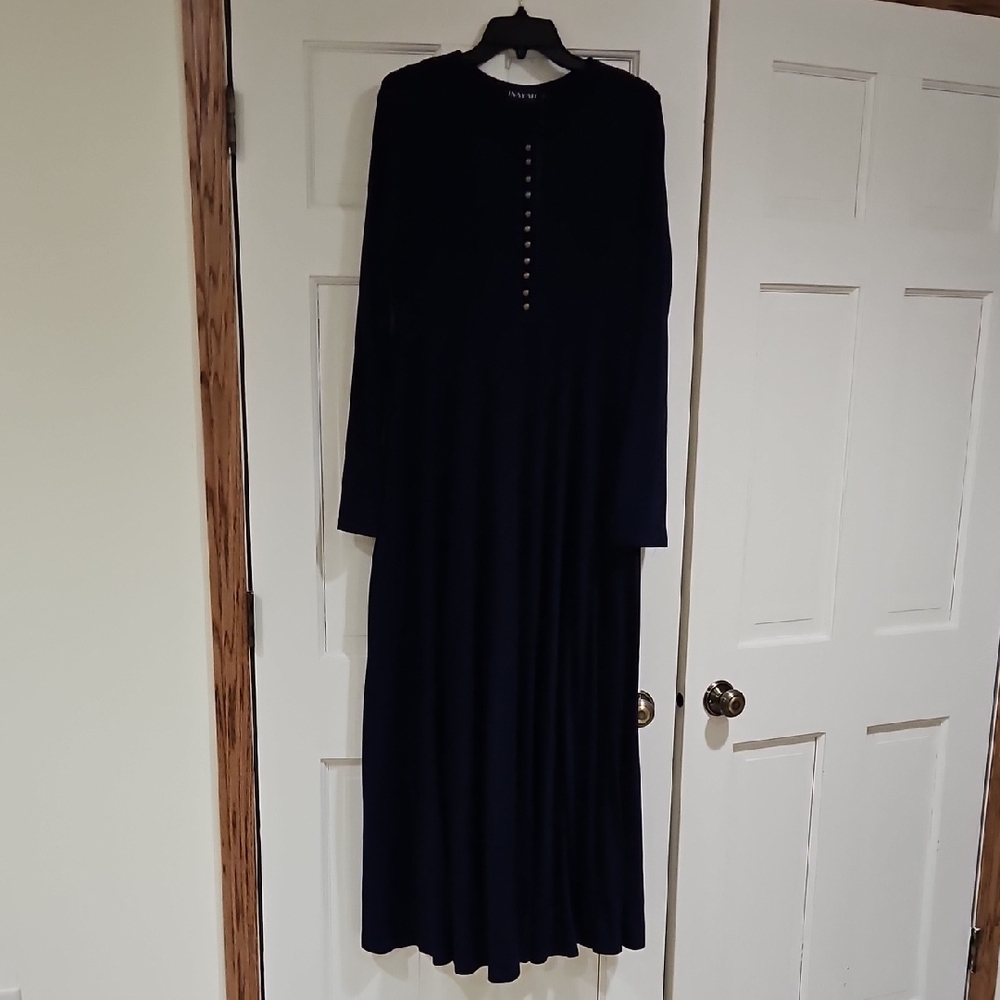Elegant Navy Blue Maxi Abaya Dress